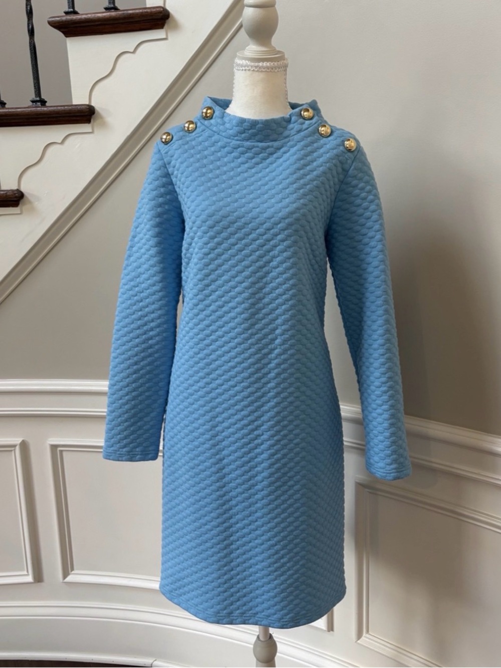 Sail to Sabel robins egg blue quilted knee length dress L